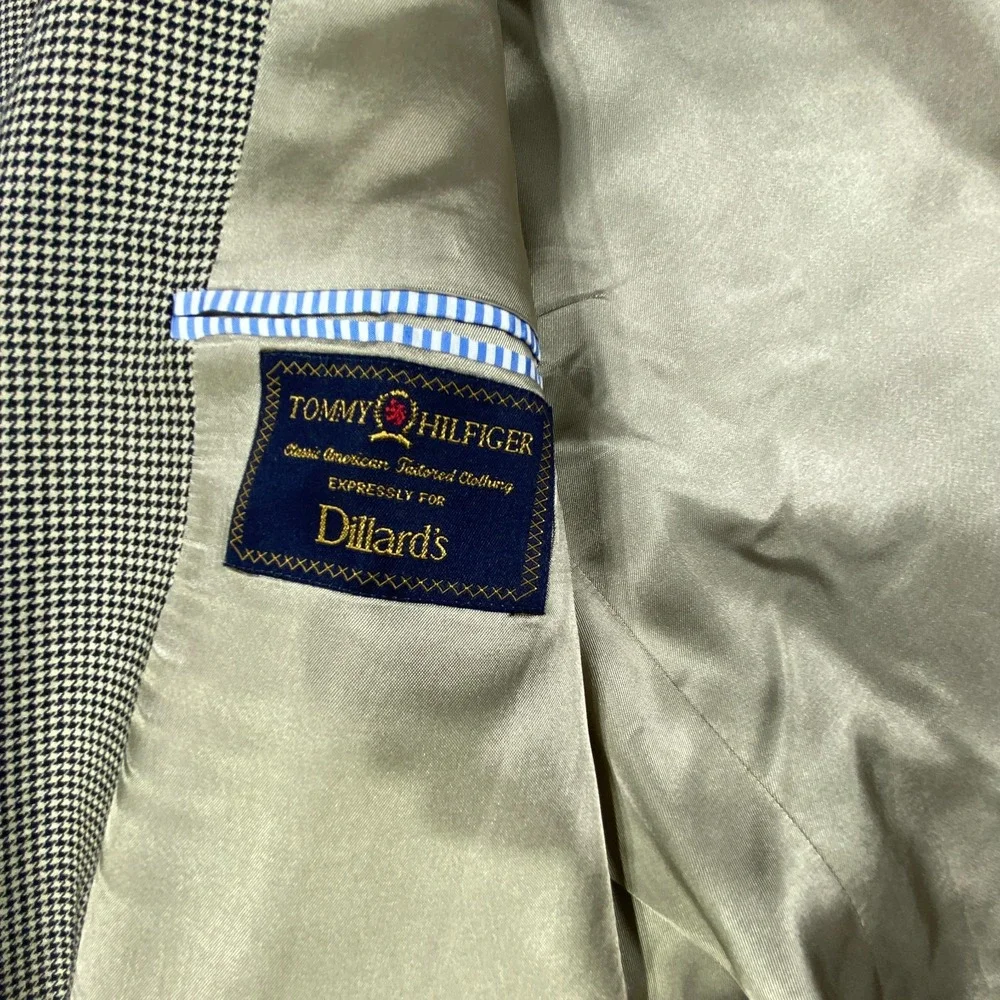 Vintage‎ Tommy Hilfiger Blazer Mens 38R Houndstooth Wool Sport Coat Jacket USA